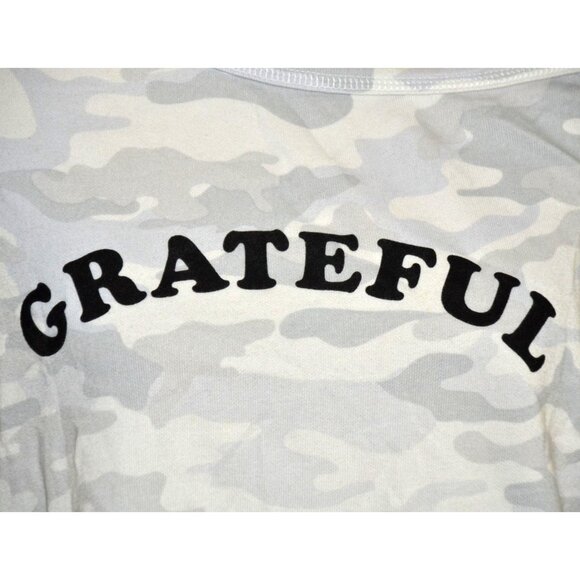 Torrid Women's Silver Camouflage Off Shoulder Sweatshirt Plus Size 2 2X Grateful - Picture 3 of 10